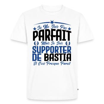 je ne suis pas parfait, supporteur de Bastia. - T-shirt Premium bio Homme - blanc - Devant - Nico (187cm)