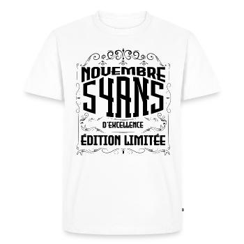 Novembre 54 Ans - idée cadeau d'Anniversaire. - T-shirt Premium bio Homme - blanc - Devant - Nico (187cm)