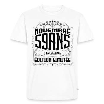 Novembre 59 Ans - idée cadeau d'Anniversaire. - T-shirt Premium bio Homme - blanc - Devant - Nico (187cm)