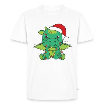 Dragon Noël Animaux d’hiver Dragon - T-shirt Premium bio Homme - blanc - Devant - Nico (187cm)