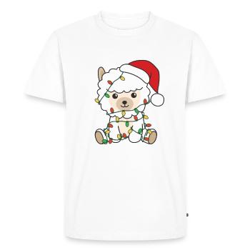 Alpaga Noël Animaux d’hiver Alpagas - T-shirt Premium bio Homme - blanc - Devant - Nico (187cm)