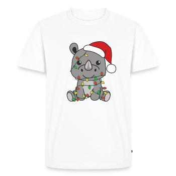 Rhinocéros Noël Animaux d’hiver Rhinocéros - T-shirt Premium bio Homme - blanc - Devant - Nico (187cm)