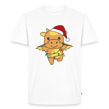 Dragon Noël Animaux d’hiver Dragon - T-shirt Premium bio Homme - blanc - Devant - Nico (187cm)