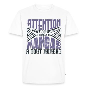 Avertissement, mangas à tout moment. - T-shirt Premium bio Homme - blanc - Devant - Nico (187cm)