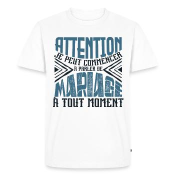 Avertissement, Mariage à tout moment. - T-shirt Premium bio Homme - blanc - Devant - Nico (187cm)