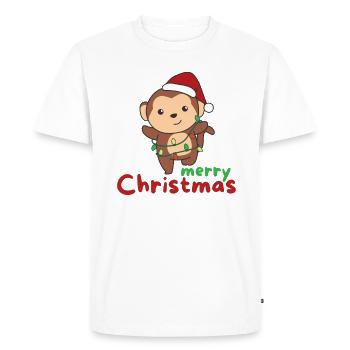 monkey merry christmas winter animals monkeys - Men's Premium Organic T-Shirt - white - Front - Nico (187cm)