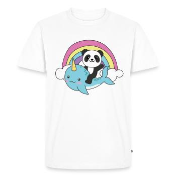 Narval Panda Ocean Unicorn kawaii Arc-en-ciel - T-shirt Premium bio Homme - blanc - Devant - Nico (187cm)