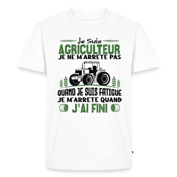 Je suis agriculteur je ne m'arrête pas agriculteur - T-shirt Premium bio Homme - blanc - Devant - Nico (187cm)