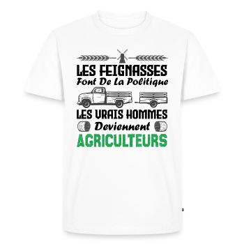 Les vrais hommes deviennent agriculteurs - T-shirt Premium bio Homme - blanc - Devant - Nico (187cm)