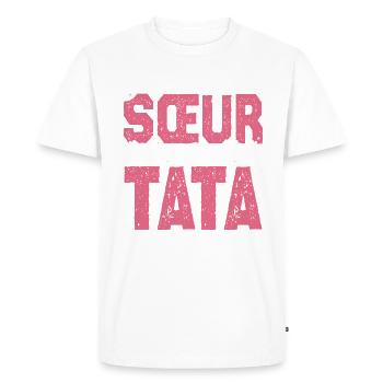 J'ai deux titres Sœur et tata. Cadeau soeur. - T-shirt Premium bio Homme - blanc - Devant - Nico (187cm)