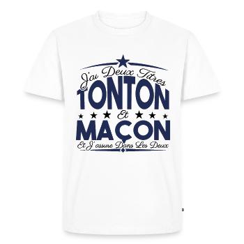 J'ai deux titres tonton et Maçon. Cadeau tonton. - T-shirt Premium bio Homme - blanc - Devant - Nico (187cm)