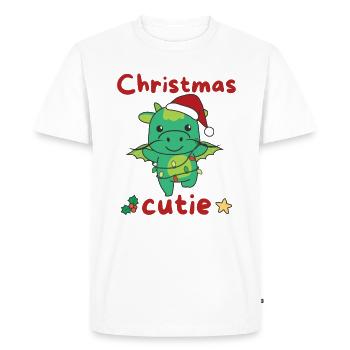 Dragon Noël Dragon Noël Cutie - T-shirt Premium bio Homme - blanc - Devant - Nico (187cm)