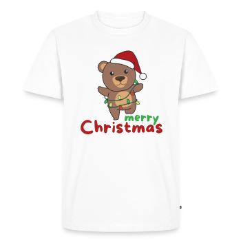 Ours Joyeux Noël Animaux d’hiver Ours - T-shirt Premium bio Homme - blanc - Devant - Nico (187cm)