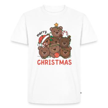 Ours Arbre de Noël Joyeux Noël - T-shirt Premium bio Homme - blanc - Devant - Nico (187cm)