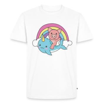 Narwhal Pig Ocean Unicorn kawaii Rainbow - Men's Premium Organic T-Shirt - white - Front - Nico (187cm)