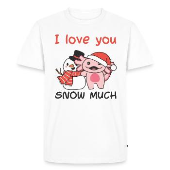 Axolotl je t’aime neige beaucoup de jeu de mots de bonhomme de neige - T-shirt Premium bio Homme - blanc - Devant - Nico (187cm)