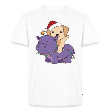 Noël Hippopotame Labrador Joyeux chiens de Noël - T-shirt Premium bio Homme - blanc - Devant - Nico (187cm)