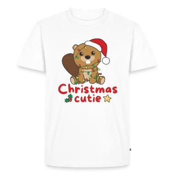 Castor Noël Castor Mignon de Noël - T-shirt Premium bio Homme - blanc - Devant - Nico (187cm)