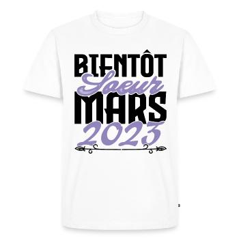 Annonce grossesse. bientôt Sœur Mars 2023.soeur - T-shirt Premium bio Homme - blanc - Devant - Nico (187cm)