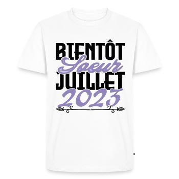 Annonce grossesse. bientôt Sœur Juillet 2023.soeur - T-shirt Premium bio Homme - blanc - Devant - Nico (187cm)