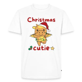 Dragon Noël Dragon Noël Cutie - T-shirt Premium bio Homme - blanc - Devant - Nico (187cm)