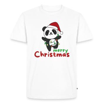 Panda Joyeux Noël Animaux d’hiver Pandas - T-shirt Premium bio Homme - blanc - Devant - Nico (187cm)