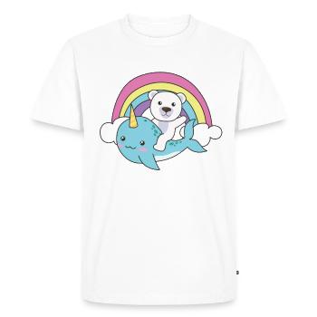 Narwhal Polar Bear Ocean Unicorn kawaii Rainbow - Men's Premium Organic T-Shirt - white - Front - Nico (187cm)