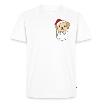 Joyeux Noël Sweet Labrador Breast Bag - T-shirt Premium bio Homme - blanc - Devant - Nico (187cm)