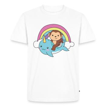 Narwhal Monkey Ocean Unicorn kawaii Rainbow - Men's Premium Organic T-Shirt - white - Front - Nico (187cm)