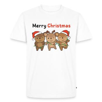 Cerf Noël Animaux Mignon Cerf Joyeux Noël - T-shirt Premium bio Homme - blanc - Devant - Nico (187cm)