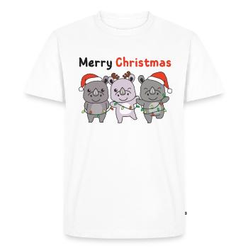 Rhino Joyeux Noël Animaux mignons - T-shirt Premium bio Homme - blanc - Devant - Nico (187cm)