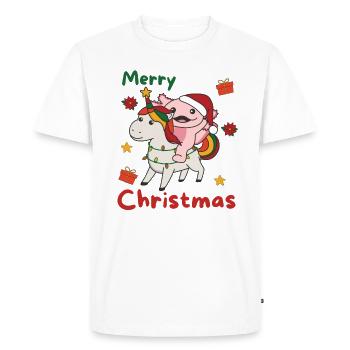 Noël Axolotl Joyeux Noël Licorne - T-shirt Premium bio Homme - blanc - Devant - Nico (187cm)