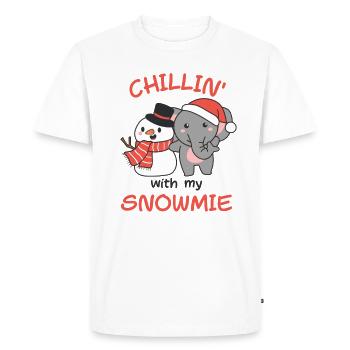 Elephant Chillin with my snowmie snowman - Men's Premium Organic T-Shirt - white - Front - Nico (187cm)