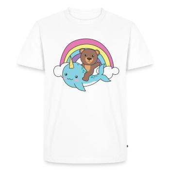 Narwhal Bear Ocean Unicorn kawaii Rainbow - Men's Premium Organic T-Shirt - white - Front - Nico (187cm)