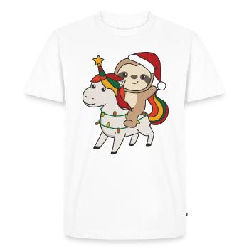 Paresseux de Noël Joyeux Noël Licorne - T-shirt Premium bio Homme - blanc - Devant - Nico (187cm)