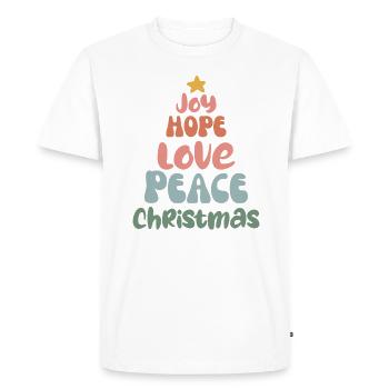 Joyeux Noël groovy rétro Love Peace Christmas - T-shirt Premium bio Homme - blanc - Devant - Nico (187cm)