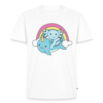 Narwhal Axolotl Ocean Unicorn kawaii Rainbow - Men's Premium Organic T-Shirt - white - Front - Nico (187cm)