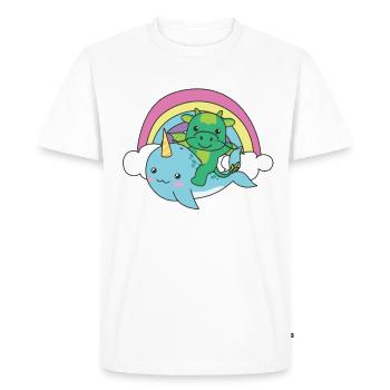 Narwhal Dragon Ocean Unicorn kawaii Rainbow - Men's Premium Organic T-Shirt - white - Front - Nico (187cm)