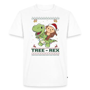 Joyeux Noël moche singes de Noël Arbre Rex - T-shirt Premium bio Homme - blanc - Devant - Nico (187cm)