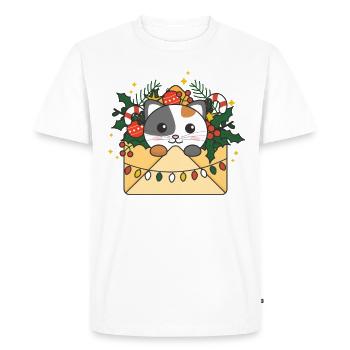 Chat Lettre de Noël Hiver Animaux Chats - T-shirt Premium bio Homme - blanc - Devant - Nico (187cm)