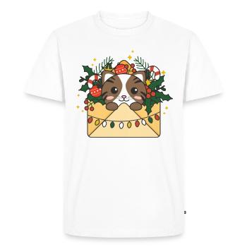 Chat Lettre de Noël Hiver Animaux Chats - T-shirt Premium bio Homme - blanc - Devant - Nico (187cm)