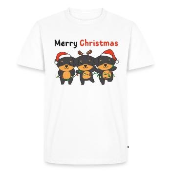 Rottweiler Joyeux Noël mignons chiens - T-shirt Premium bio Homme - blanc - Devant - Nico (187cm)