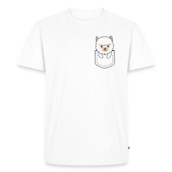 Lama dans la poche des lamas doux dans la poche de poitrine - T-shirt Premium bio Homme - blanc - Devant - Nico (187cm)