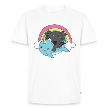 Narwhal Axolotl Ocean Unicorn kawaii Rainbow - Men's Premium Organic T-Shirt - white - Front - Nico (187cm)