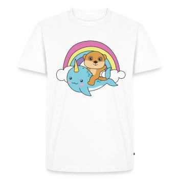 Narwhal Meerkat Ocean Unicorn kawaii Rainbow - Men's Premium Organic T-Shirt - white - Front - Nico (187cm)