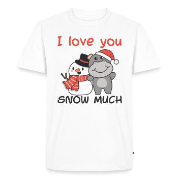 Hippopotame je t’aime neige beaucoup de jeux de mots de bonhomme de neige - T-shirt Premium bio Homme - blanc - Devant - Nico (187cm)