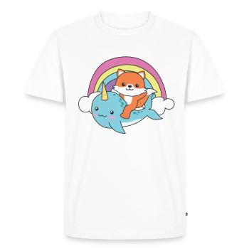 Narwhal Fox Ocean Unicorn kawaii Rainbow - Men's Premium Organic T-Shirt - white - Front - Nico (187cm)