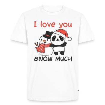 Panda je t’aime neige beaucoup de jeu de mots bonhomme de neige - T-shirt Premium bio Homme - blanc - Devant - Nico (187cm)