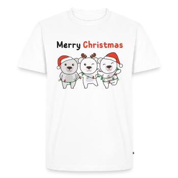 Ours polaire Animaux de Noël Ours polaires Joyeux Noël - T-shirt Premium bio Homme - blanc - Devant - Nico (187cm)