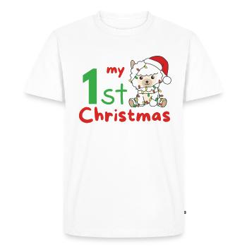 Alpaga Noël Alpagas mon 1er Noël - T-shirt Premium bio Homme - blanc - Devant - Nico (187cm)